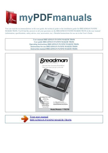 User manual BREADMAN PANINI MAKER TR456 - MY PDF ...