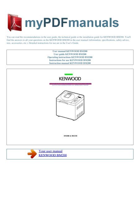User manual KENWOOD BM200 - MY PDF MANUALS