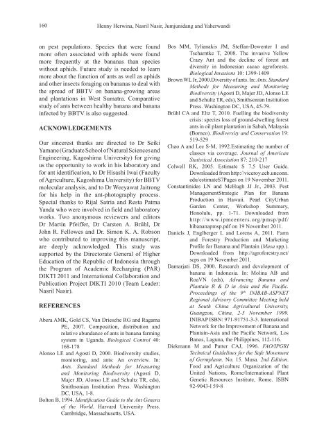 The composition of ant species on banana plants with Banana ...