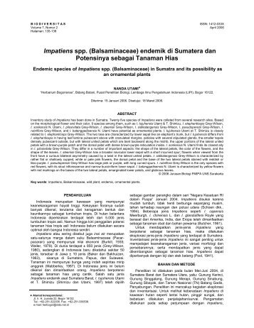 Impatiens spp. (Balsaminaceae) endemik di Sumatera dan ...