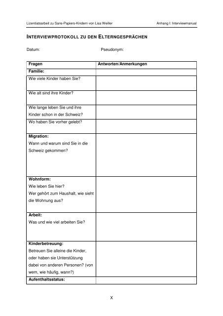 Sans-Papiers-Kinder Interview-Manual - Schweizerisches Rotes Kreuz