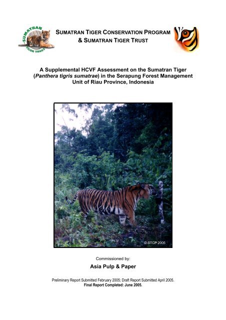 A Supplemental HCVF Assessment on the Sumatran Tiger ...