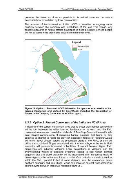 A Supplemental HCVF Assessment on the Sumatran Tiger ...