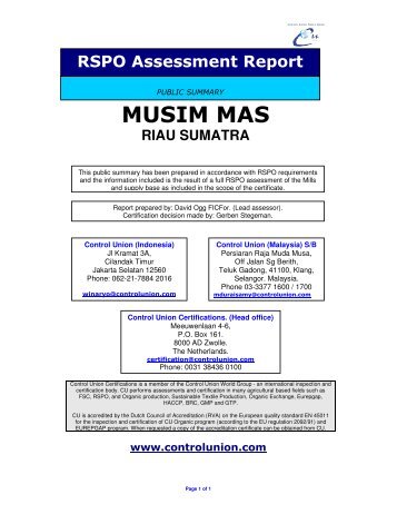 MUSIM MAS - Roundtable on Sustainable Palm Oil