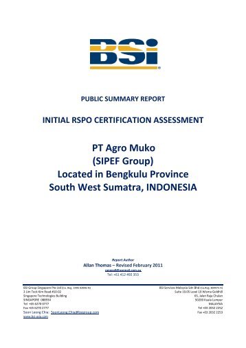PT Agro Muko (SIPEF Group) Located in Bengkulu Province South ...