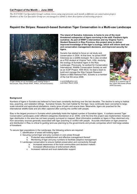 Research-based Sumatran Tiger Conservation in a Multi-use ...