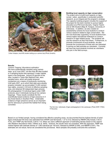 Research-based Sumatran Tiger Conservation in a Multi-use ...