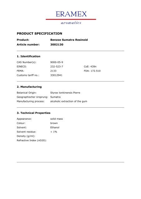 PRODUCT SPECIFICATION