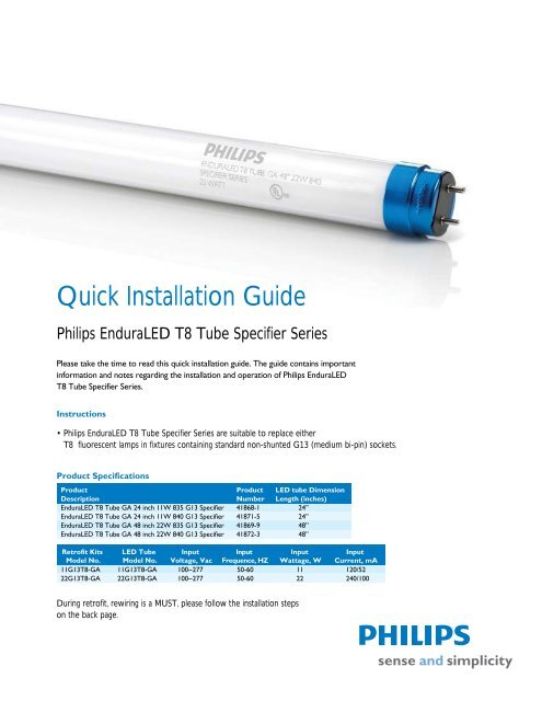 EnduraLED T8 Installation Guide - Philips Lighting