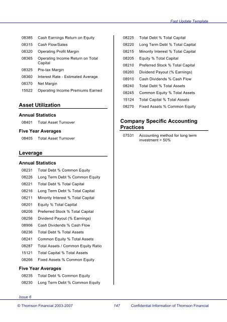 Worldscope Database Datatype Definitions Guide