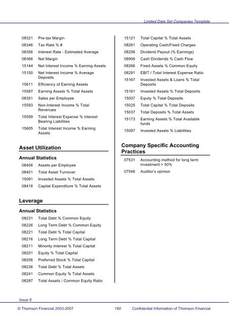 Worldscope Database Datatype Definitions Guide