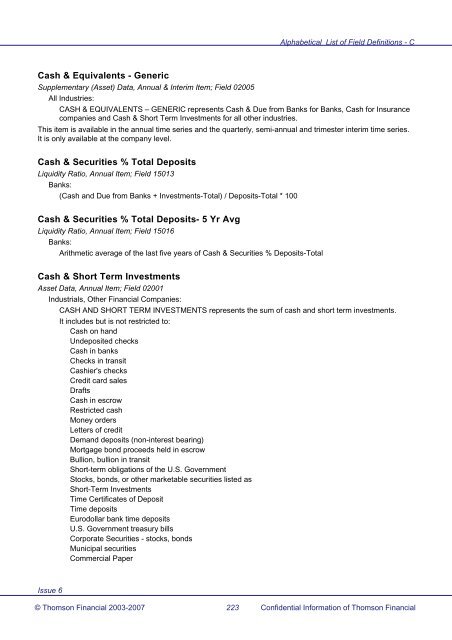 Worldscope Database Datatype Definitions Guide