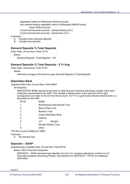 Worldscope Database Datatype Definitions Guide