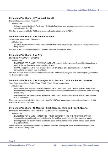 Worldscope Database Datatype Definitions Guide