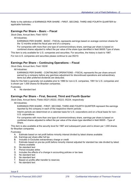 Worldscope Database Datatype Definitions Guide