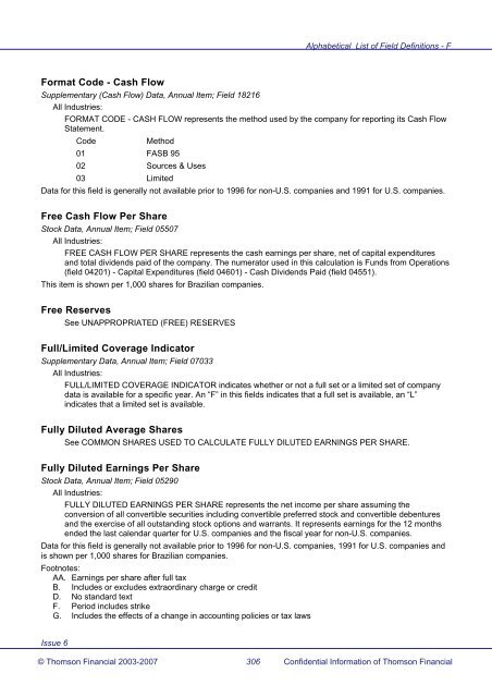 Worldscope Database Datatype Definitions Guide