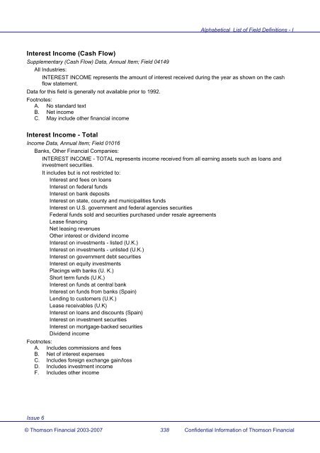 Worldscope Database Datatype Definitions Guide