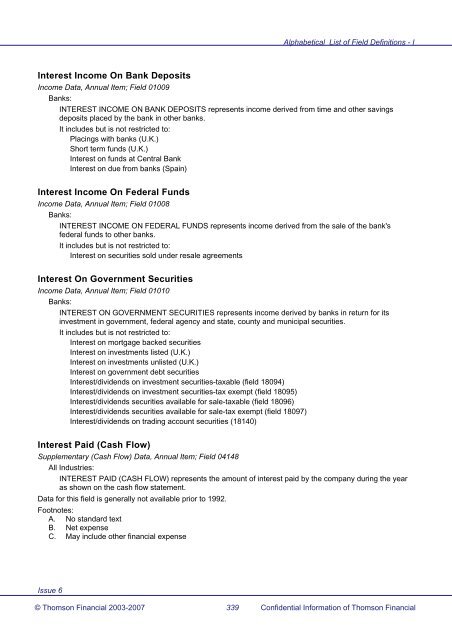 Worldscope Database Datatype Definitions Guide