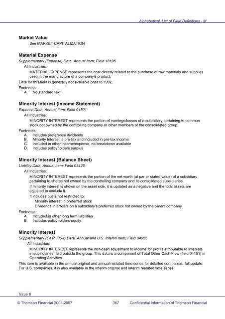 Worldscope Database Datatype Definitions Guide