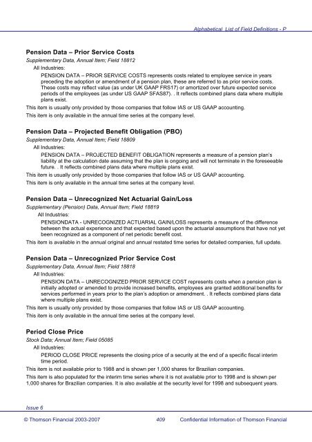 Worldscope Database Datatype Definitions Guide