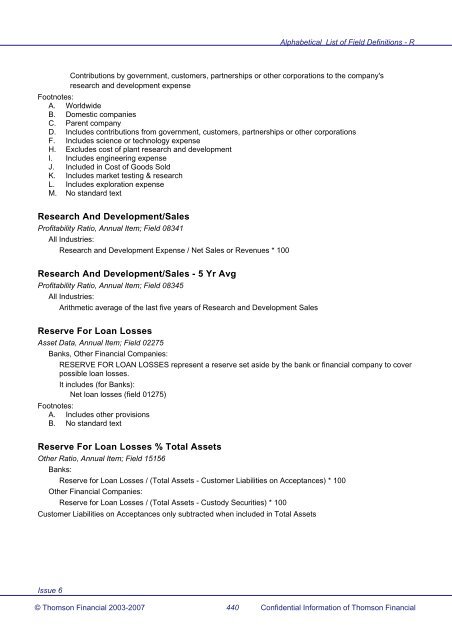 Worldscope Database Datatype Definitions Guide