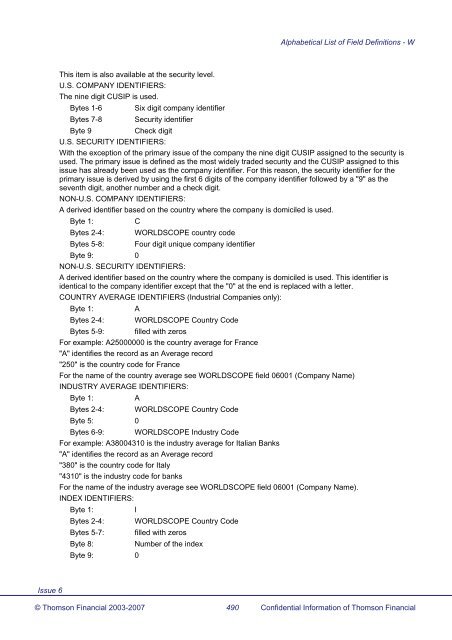 Worldscope Database Datatype Definitions Guide