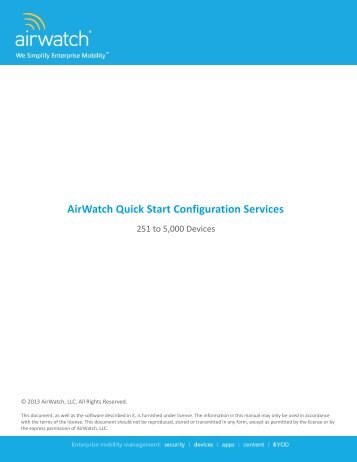 AirWatch Quick Start Configuration Services