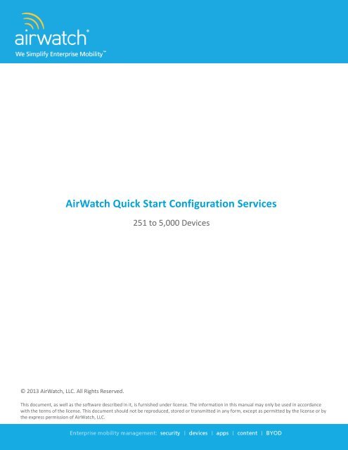 AirWatch Quick Start Configuration Services