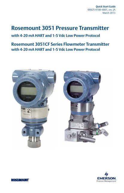 Rosemount 3051 Pressure Transmitter with 4-20 mA - Emerson ...