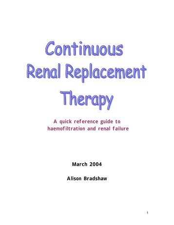 A quick reference guide to haemofiltration and renal failure March ...