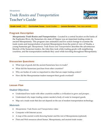 Trade Routes and Transportation - Discovery Education