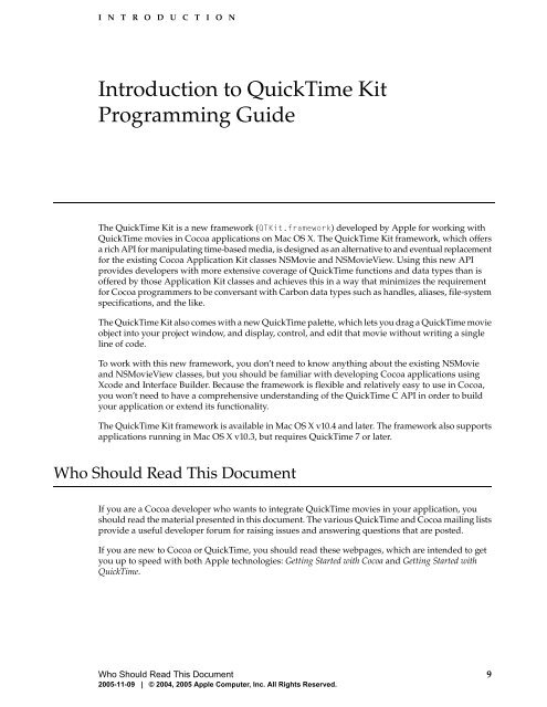 QuickTime Kit Programming Guide - filibeto.org