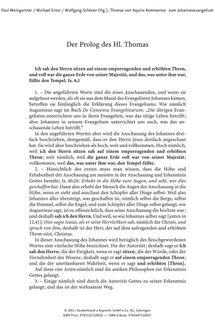 Thomas von Aquins Kommentar zum Johannesevangelium