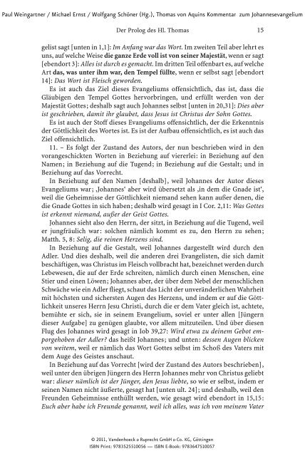 Thomas von Aquins Kommentar zum Johannesevangelium