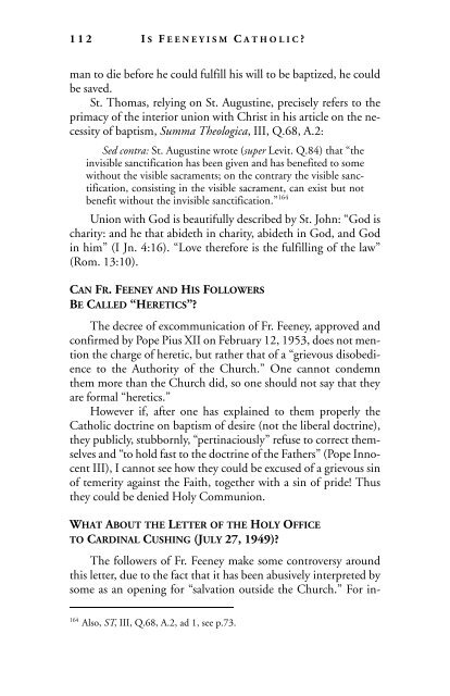 Is Feeneyism Catholic? - Society of St. Pius X