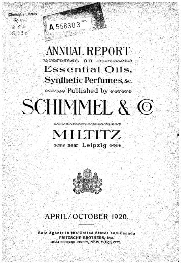 Schimmel & Co. Semi-Annual Report - 1920 Apr