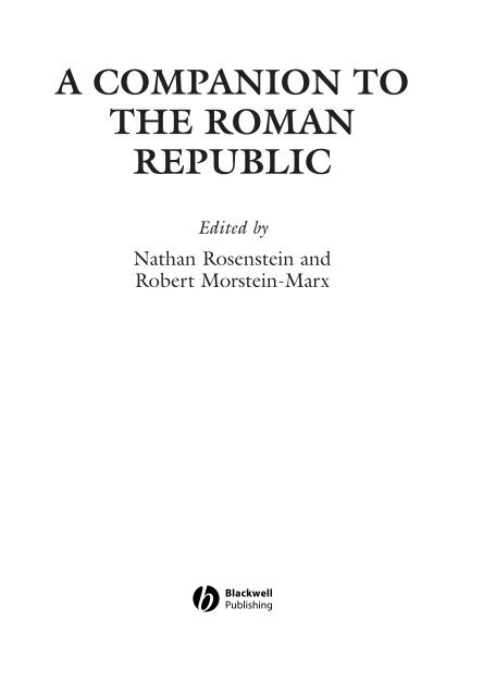 A COMPANION TO THE ROMAN REPUBLIC