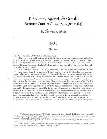 The Summa Against the Gentiles - Columbia College