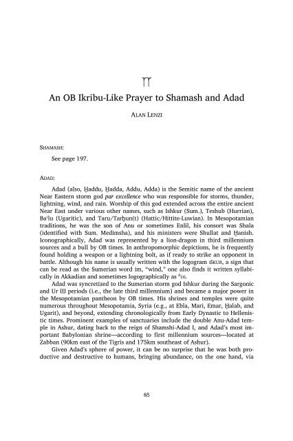 Reading akkadian PRayeRs & Hymns An Introduction