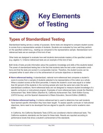 Key Elements of Testing - California Department of Education