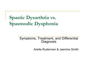 Spastic Dysarthria vs. Spasmodic Dysphonia
