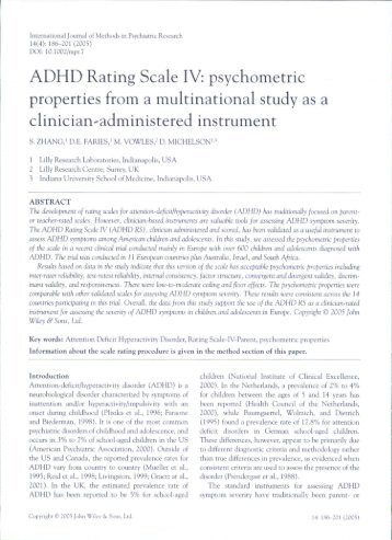 ADHD Rating Scale IV: psychometric properties from a multinational ...