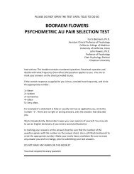 BOORAEM FLOWERS PSYCHOMETRIC AU PAIR SELECTION TEST