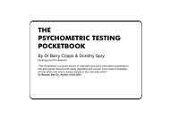 the psychometric testing pocketbook - Management Pocketbooks
