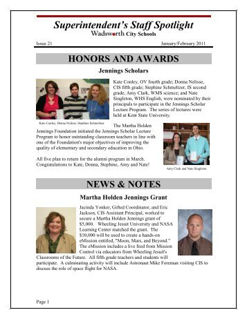 Superintendent's Staff Spotlight Newsletter