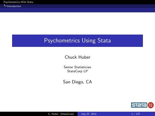 Psychometrics Using Stata