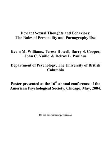 Deviant Sexual Thoughts and Behaviors: The Roles of Personality ...