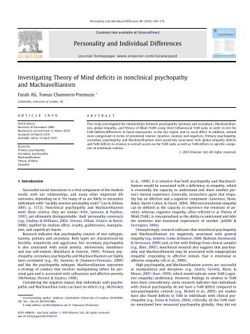 Personality and Individual Differences - Dr Tomas Chamorro-Premuzic