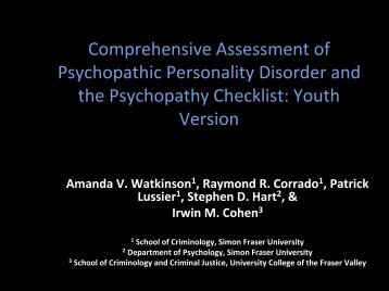 Comprehensive Assessment of Psychopathic Personality Disorder ...