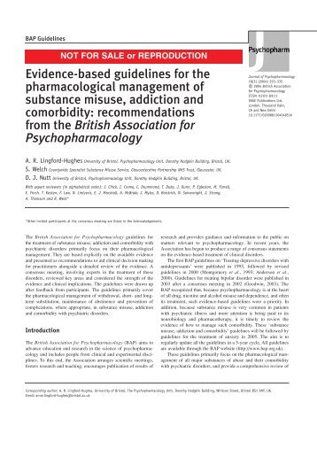 Evidence-based guidelines for the pharmacological management of ...